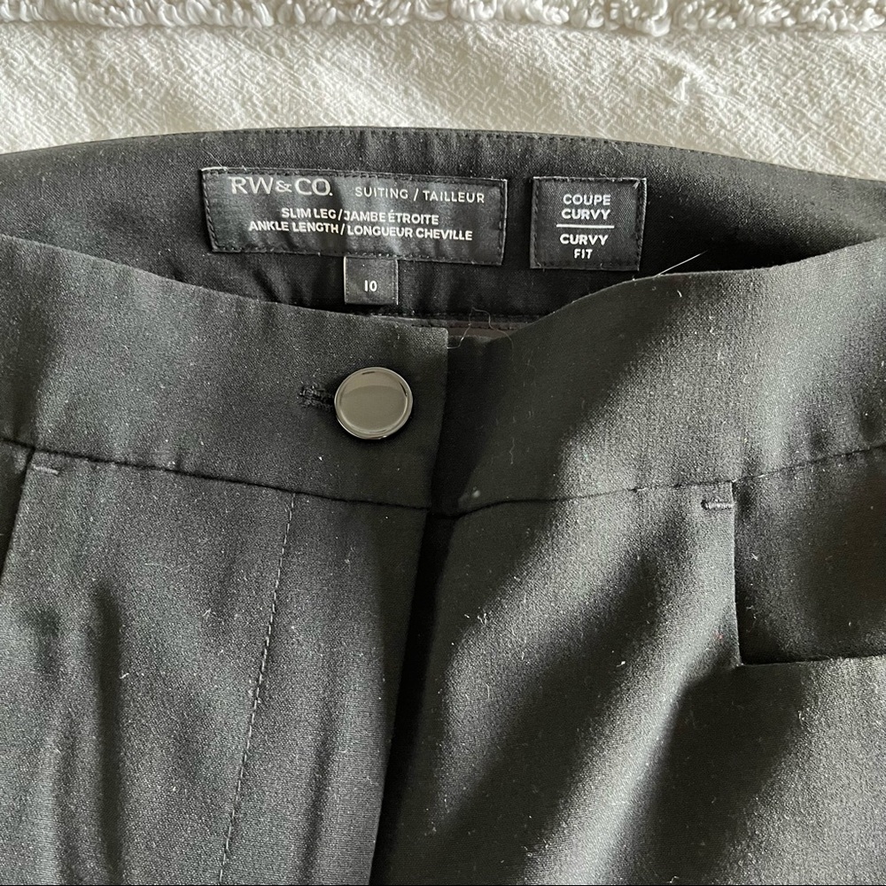 RW&CO Ankle Cropped Dress Pant Bottom Suiting Slim Leg Pockets Size 10 - Picture 4 of 9